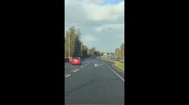 Trampoline Rolls Down Carriageway in Northern Ireland During Storm Amy