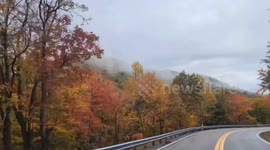 Breathtaking autumn drive on Highway 421 in Tennessee, USA
