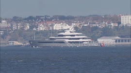 Superyacht Valor arrives on the River Thames off Kent, UK