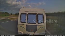 Runaway Caravan! Scary Detachment Caught on Dashcam