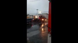 Speeding Train Hits Stalled Truck at Busy Railway Crossing in Indonesia