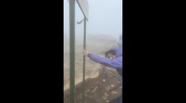 Hikers stranded at mountain summit as gusts of wind strike