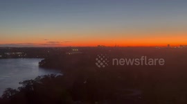 Stunning sunrise illuminates the skyline over Cambridge, Massachusetts, USA