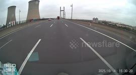 Sudden rear-end crash on busy highway in Shanghai, China