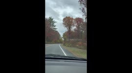 Autumn drive through the colorful streets of Saratoga Springs, USA
