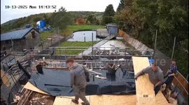 Man falls through balcony plywood while working in Kidderminster, England, UK
