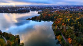 Sweden: Stockholm draped in vibrant fall colors across parks and lakes