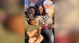 Amusing moment family erupts in laughter after granddad's accidental awkward pose