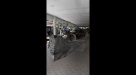 300-year-old wooden canoe on display at Buddhist temple