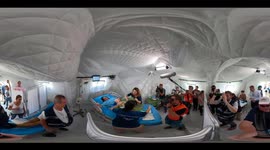 A woman giving birth in field hospital during National Earthquake Drill 360VR
