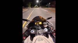Deer collides with motorcycle during nighttime ride in Victoria, Canada