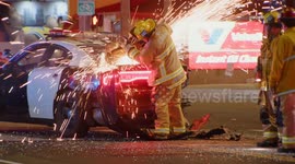 US, Los Angeles: Long Beach Crash Leaves LAPD Officers Injured