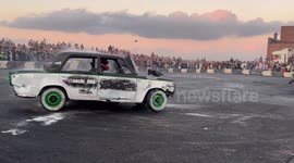 Close Call for a Guy at Car Show