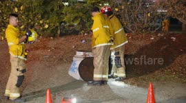 US, Los Angeles: Harbor Gateway Woman Rescued After Falling Down Manhole