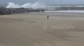 San Sebastian locals battle to stay upright as Storm Benjamin hits Europe
