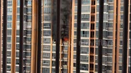 Fire breaks out on a residential floor in Anhui, China