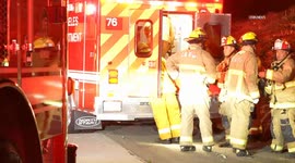 US, Los Angeles: North Hollywood Crash Involves Big Rig Traps Driver In Sedan