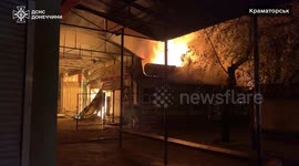 Russian drone strike sparks fire in eastern Ukrainian city of Kramatorsk