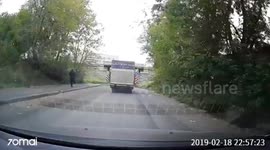 Courier van crashes into notorious low bridge in Russia