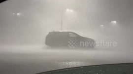 Torrential Rain Floods Comanche Red River Hotel & Casino Parking Lot