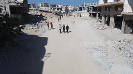 Drone shows trail of destruction left by Israeli attacks on southern Gaza Strip
