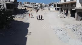 Drone shows trail of destruction left by Israeli attacks on southern Gaza Strip