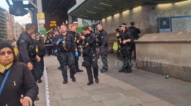 An air ambulance takes off from Green Park as large police presence is seen after stabbing incident