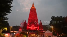 UNESCO's Mahabodhi Temple Turns Red for International Dyslexia Day