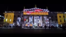 Dublin Winter Lights projected on the GPO building in the centre of Dublin, Ireland, December 2024