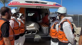 Gaza Civil Defense teams conduct mass burial 41 unidentified Palestinians