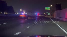 US, Los Angeles: Lincoln Heights CHP Pursuit Of Lincoln Town Car On 10 Freeway