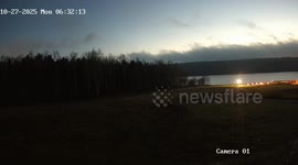 Bright object over sky identified as burning rocket stage or small asteroid in Moscow, Russia