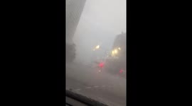 Intense storm brings near-zero visibility in Docklands, Australia