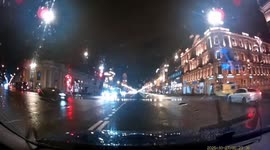 Chain collision involving multiple vehicles in St. Petersburg, Russia