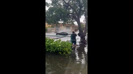 Corvette Drives Through Floodwater in Miami