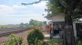 Purwojaya train derail near Kedunggedeh Station in West Java, Indonesia
