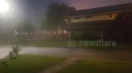 Severe thunderstorm passes through Westwego, Louisiana, USA
