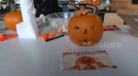 Pumpkin Carving art workshop delivered excellent results at Refettorio Felix St Cuthberts Centre in Kensington