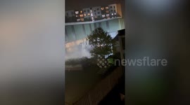 Firework explodes at woman's feet during Diwali celebrations