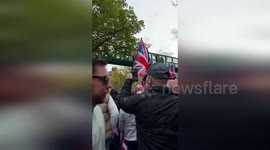 Counter-protesters hurl bottle at Tommy Robinson supporters in Southampton