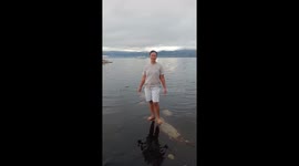 Seawater turns blood red after chemical waste storage collapse