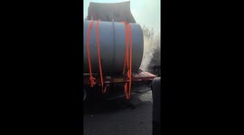 Multiple trucks collide on highway in Ningxia, China