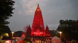 Ancient Hindu temple in India glows red for Dyslexia Awareness Month