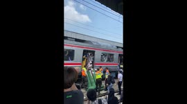 Passengers use train's oddly small but fun inflatable emergency slides during breakdown