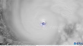 Lightning erupts inside eyewall of Hurricane Melissa