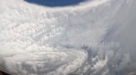 Plane captures spiraling clouds of Hurricane Melissa over Jamaica