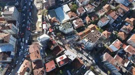 DRONE - Seven-story building collapses in Türkiye; rescue efforts underway for five trapped