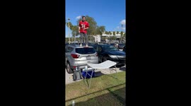 Did not stick the landing as I expected. Missed the table by a little bit.