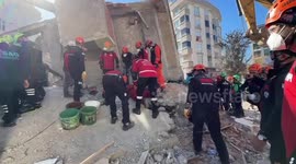 Rescue operations underway for 5 feared trapped following seven-story building collapse in Türkiye