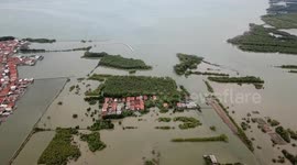 High tides flood northern coast of Java, Indonesia